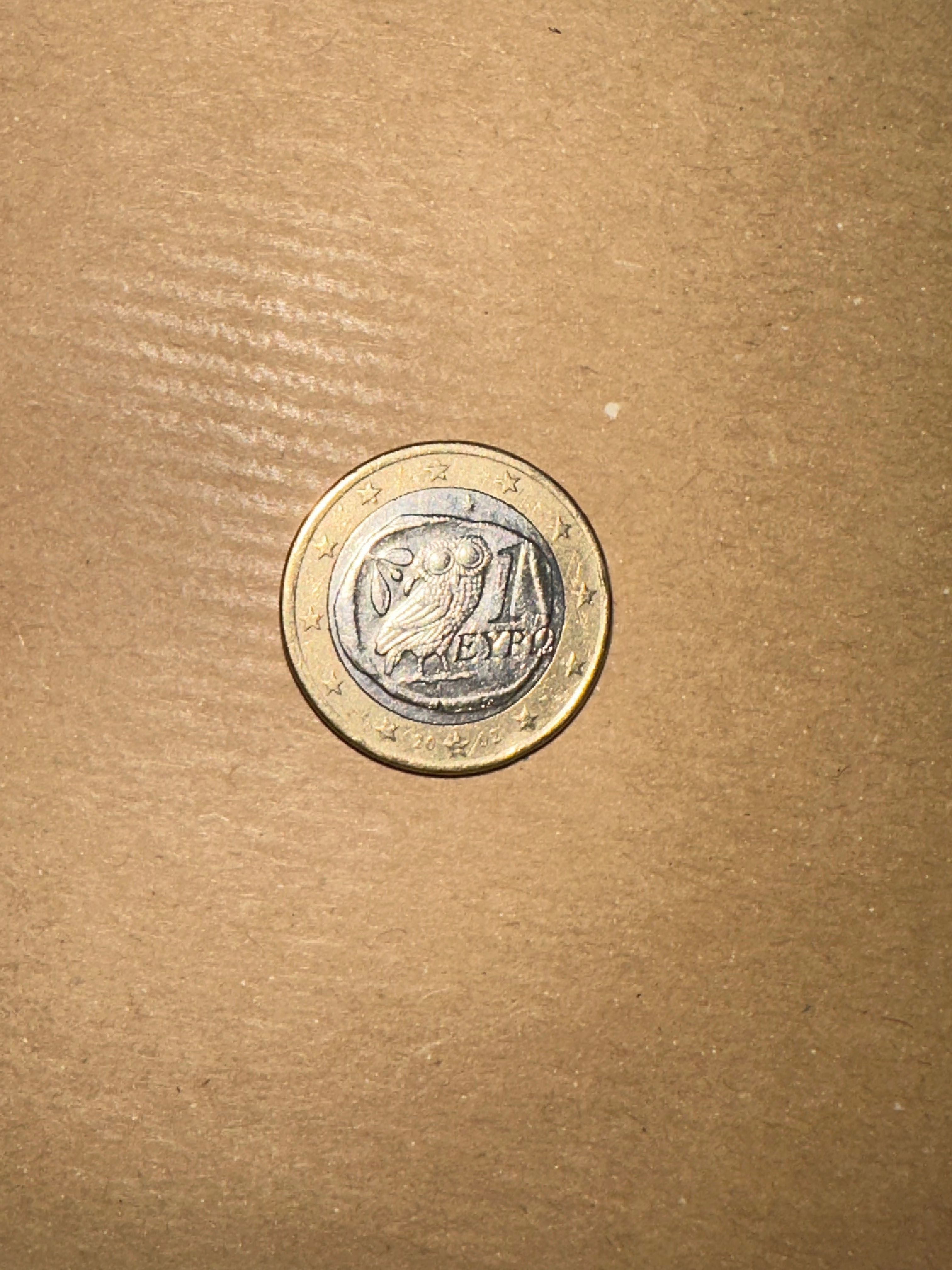 Moeda de 1 e 2 € Grécia de 2002 raras com impressão S na estrela