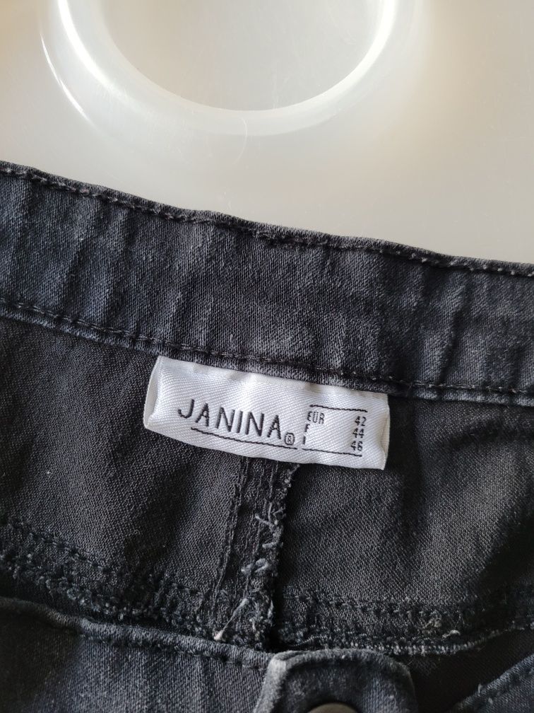 Czarne elastyczne jeansy spodnie rurki wysoki stan Janina XL bawełna