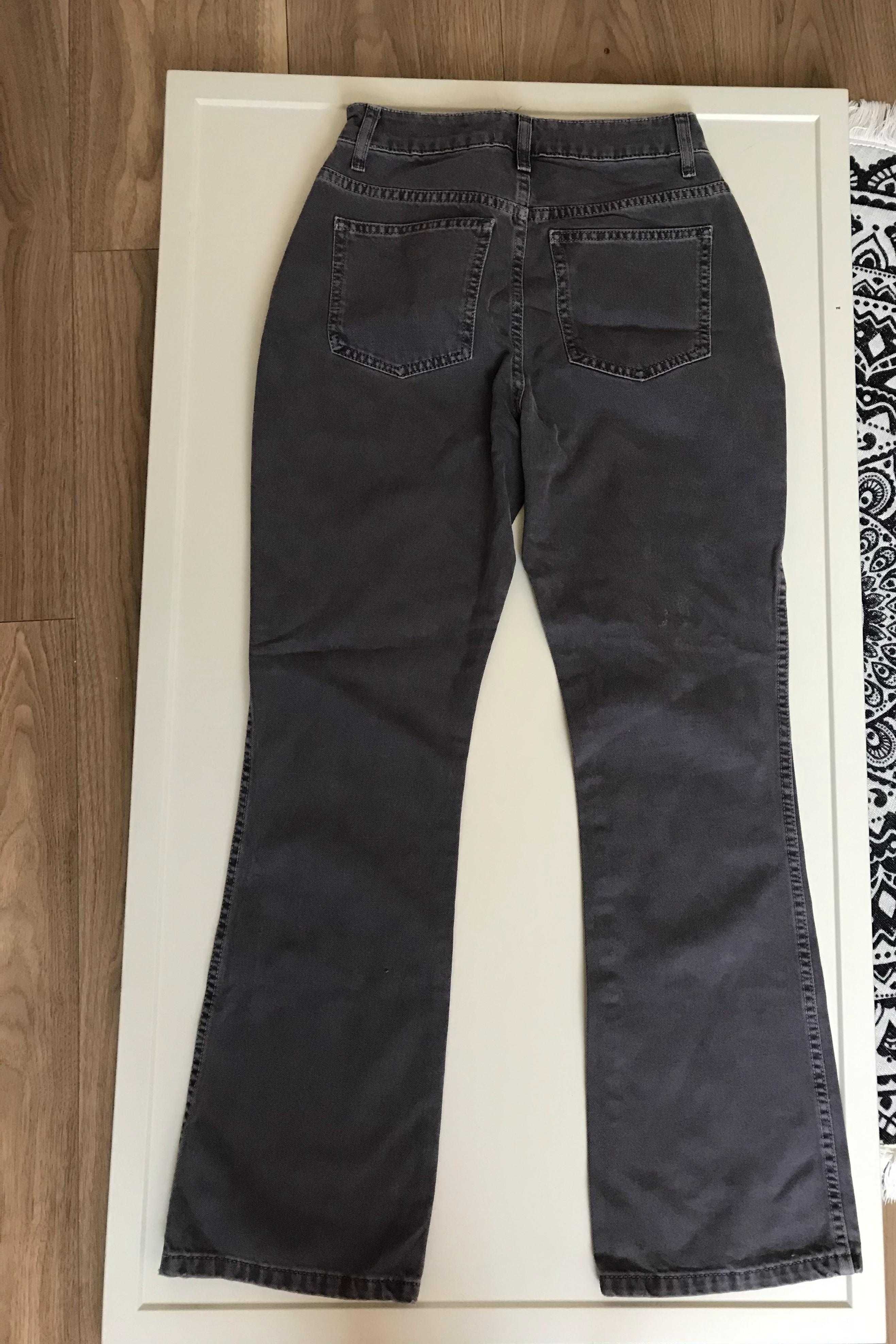 Szare spodnie jeansowe z wysokim stanem 32 XXS Asos