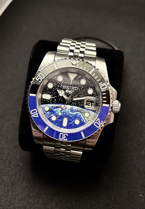 Customowy Zegarek Automatyczny „Seiko mod - Submariner Planeta Ziemia”