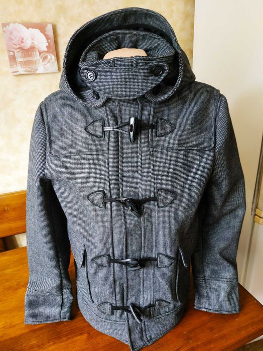 Трендове чоловіче пальто дафлкот від H&M у сірому кольорі вовна,р-р М