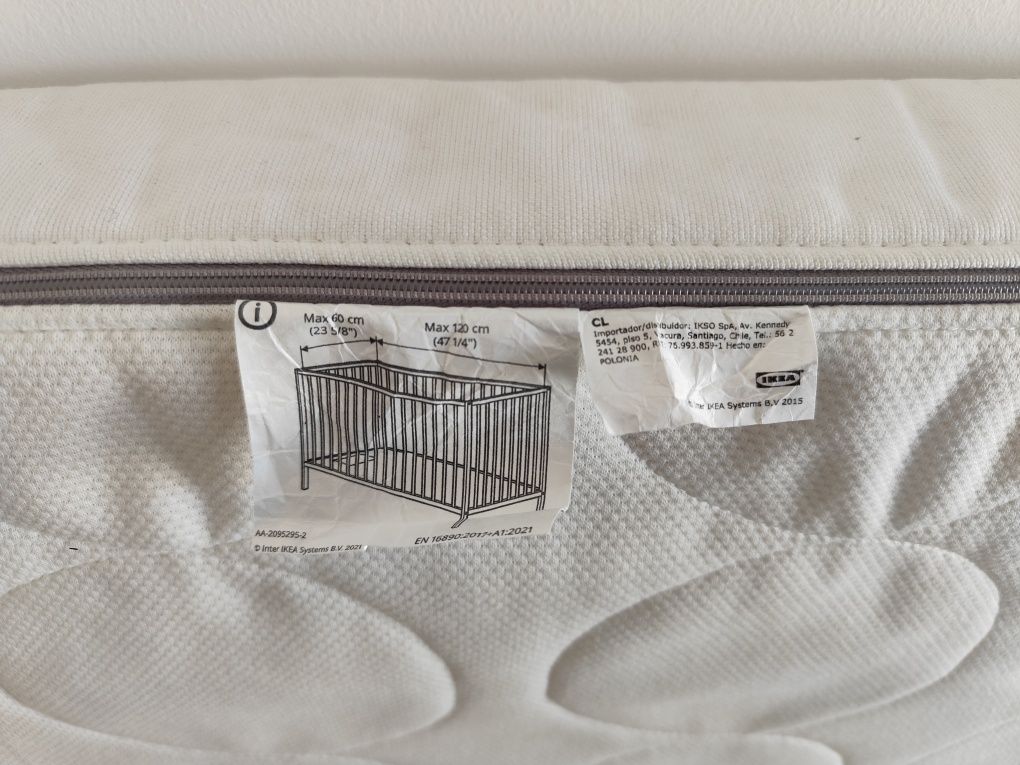 Colchão IKEA JÄTTETRÖTT molas ensacadas p/berço, branco, 60x120x11 cm