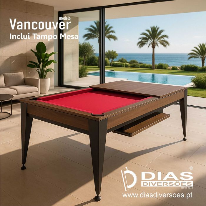 Snooker/Bilhar modelo "Vancouver" (Inclui Tampo Mesa) - Novos