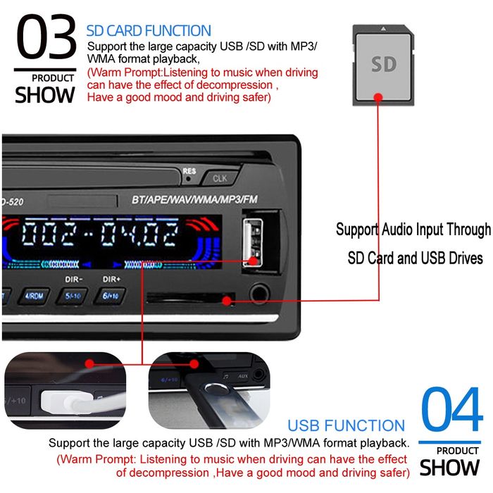 Автомагнітола 1DIN USB/SD/BT/AUX/Mp3/FM Нова
