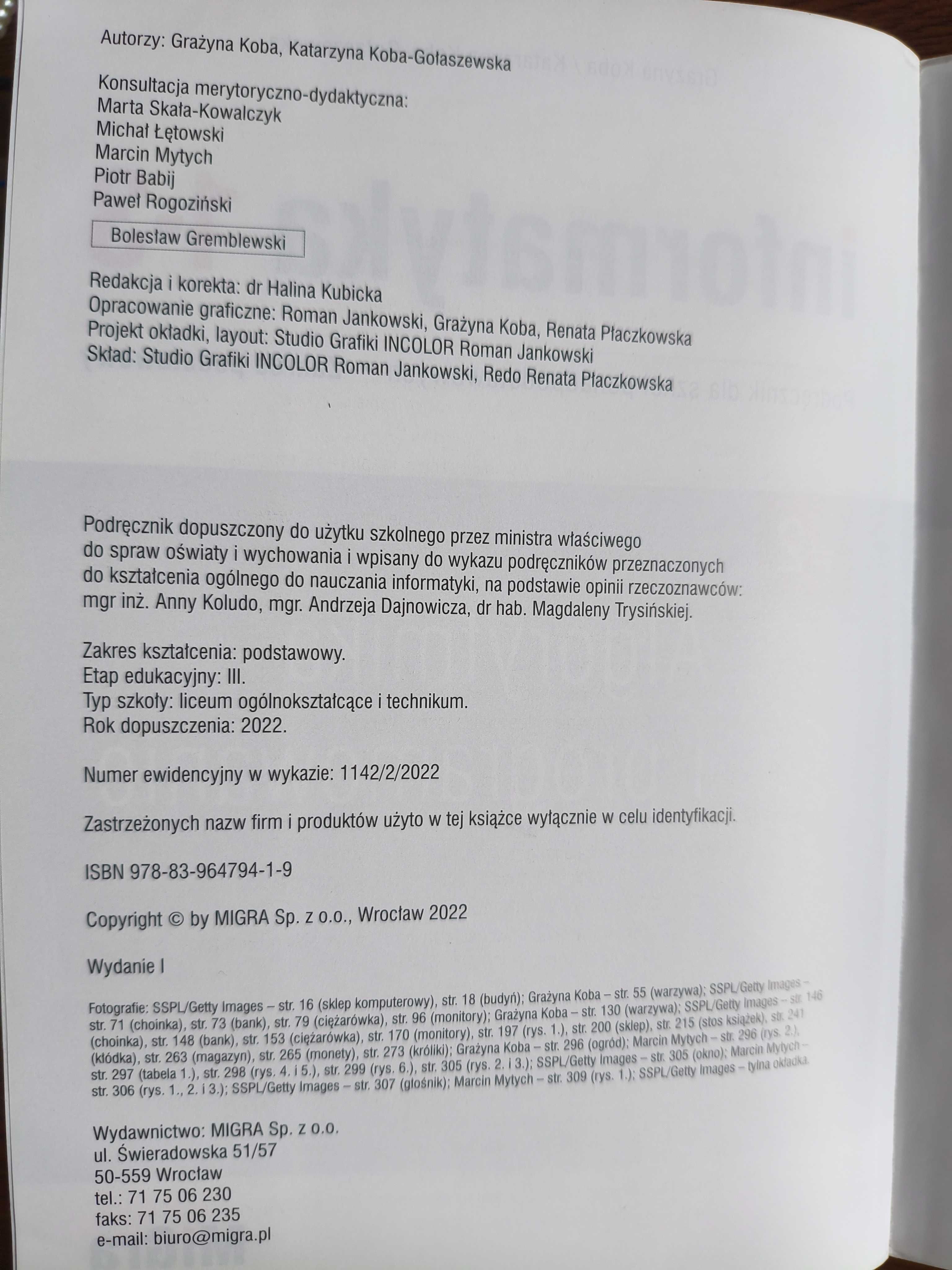 Informatyka 1-3 MiGra liceum technikum zakres podstawowy