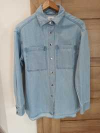 Jednoniebieska bawełniana koszula jeansowa Sinsay XXS/32 M/38 oversize