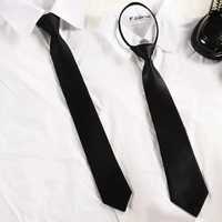 Krawat Czarny Gładki z zamkiem Klasyczny Elegancki