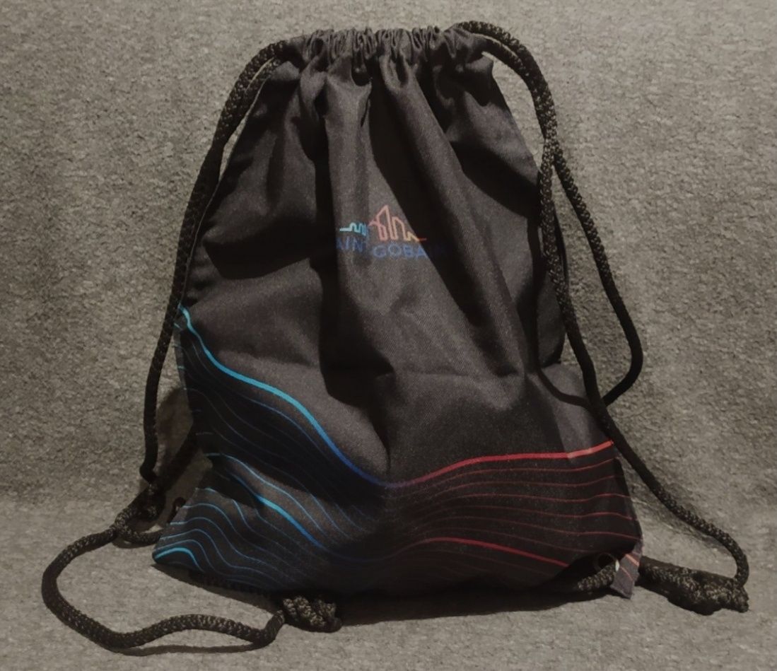 Worek szkolny plecak na buty torba czarna z kolorowym motywem