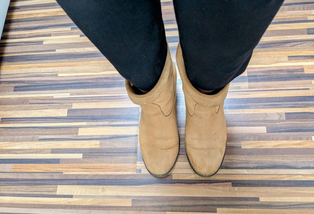 Zapato skórzane botki brązowe karmelowe 38 M