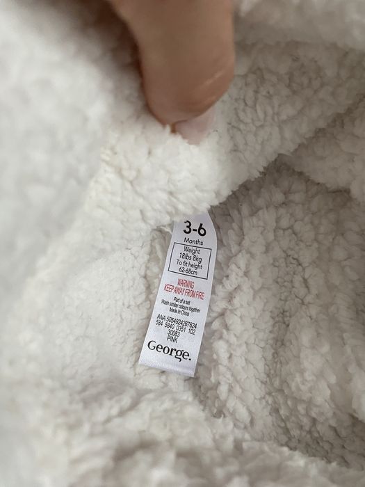 George 62-68 cm 3-6 mies zimowy komplet czapka uszatka rękawiczki 2w1