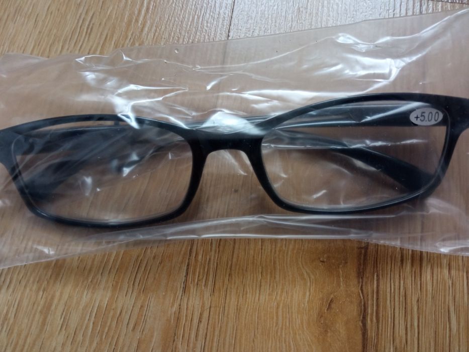 Okulary +5 nowe czarne
