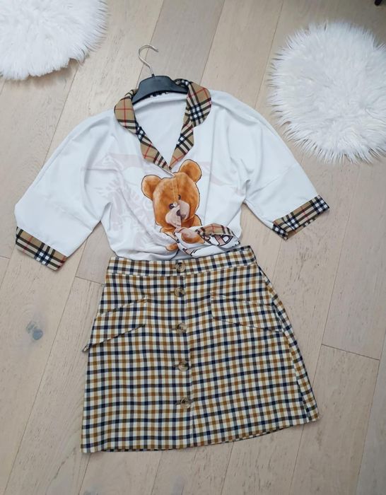 Burberry 40 / L zestaw koszula spodniczka