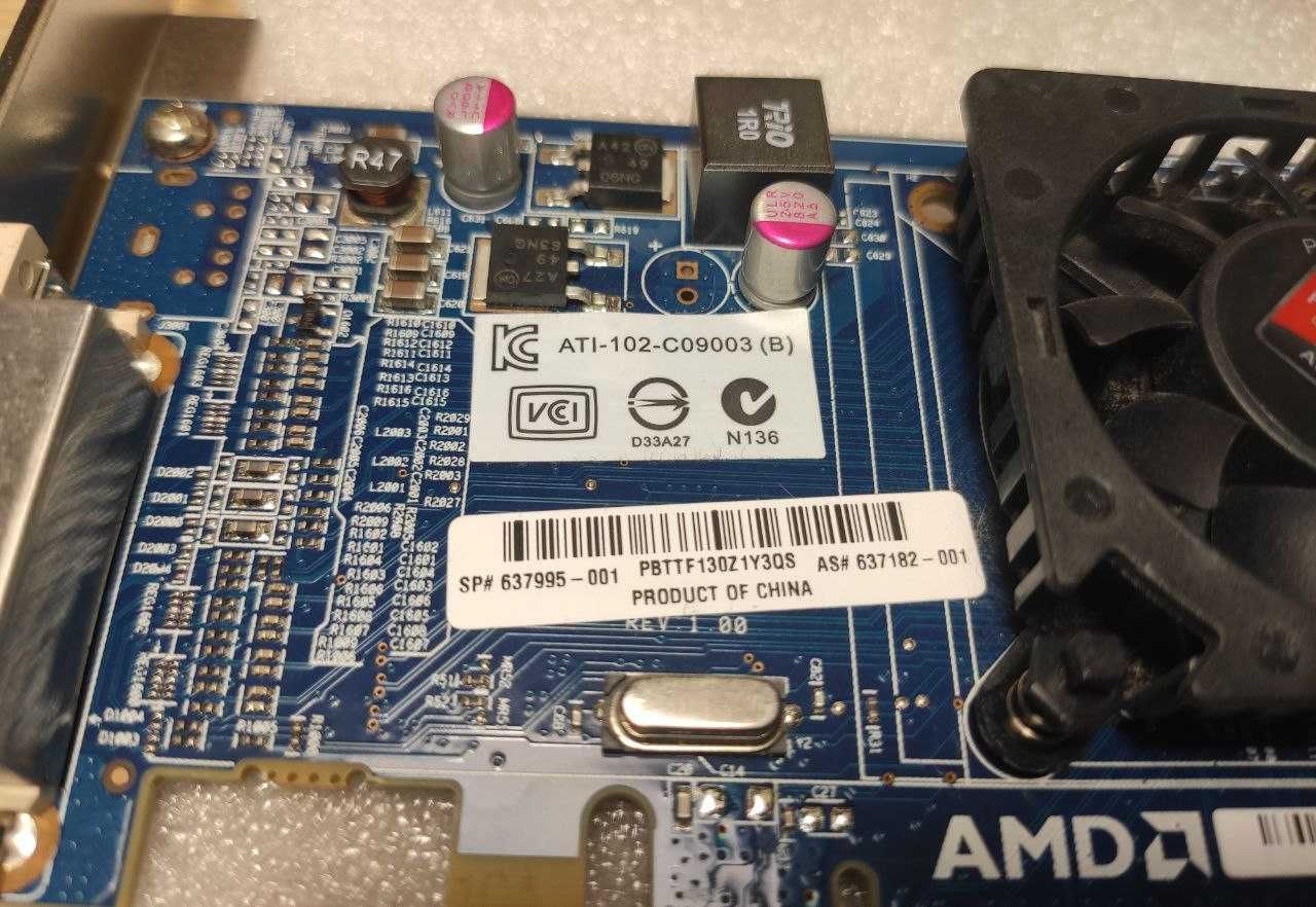 робоча карточка HD6350 на 512мб ддр3 + перехідник на dvi