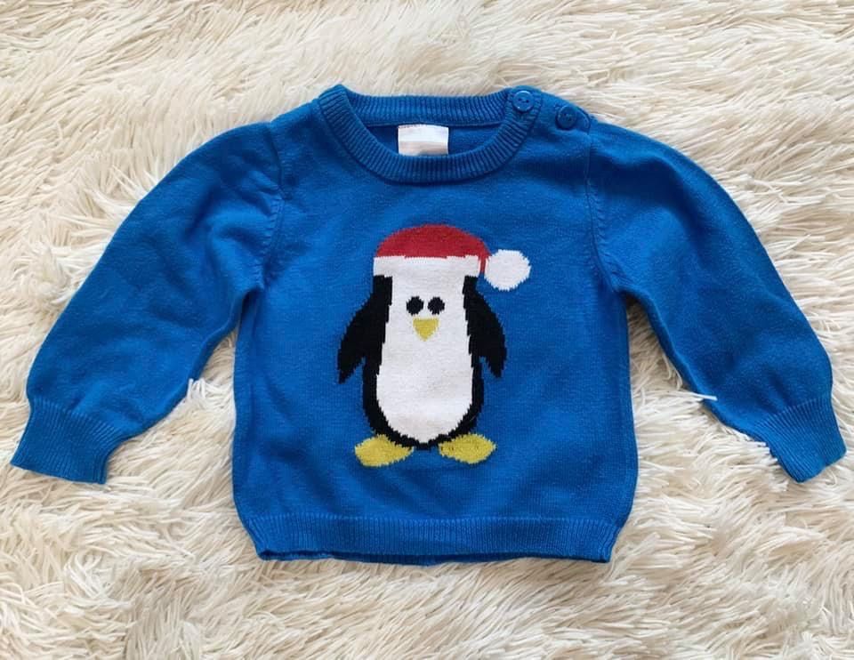 Świąteczny sweterek z pingwinkiem Baby rozm 68