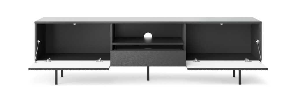 Szafka RTV 180cm RAVEN Front 3D czarny grafit