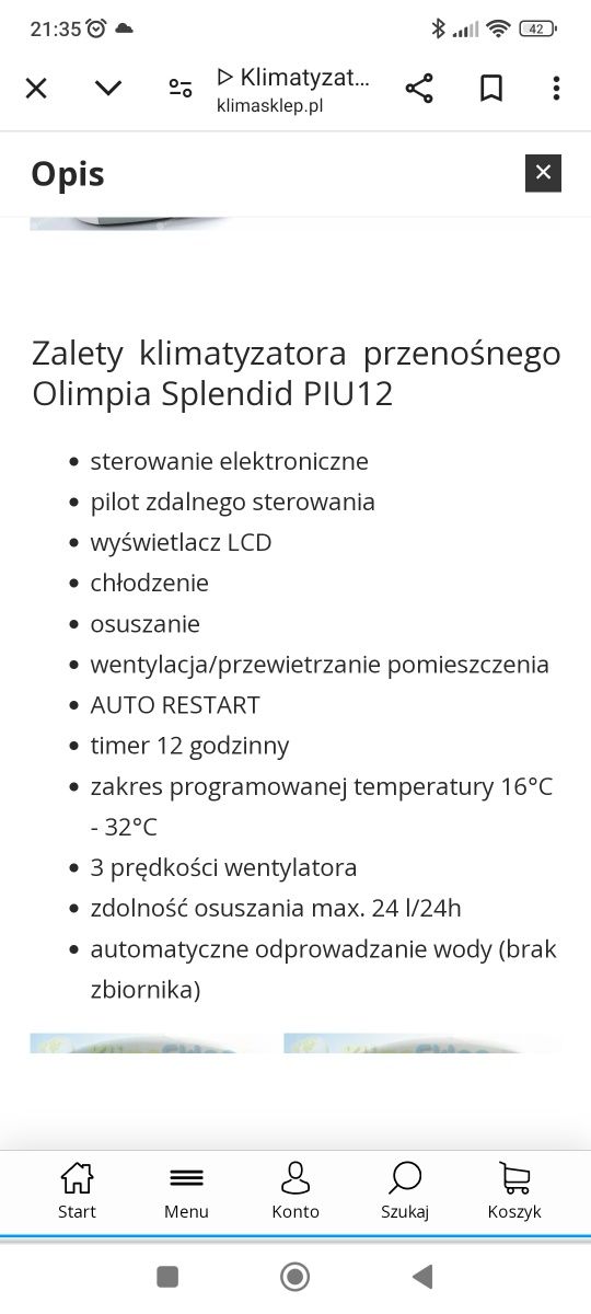 Klimatyzatory przenośny olimpia splendid PIU 12