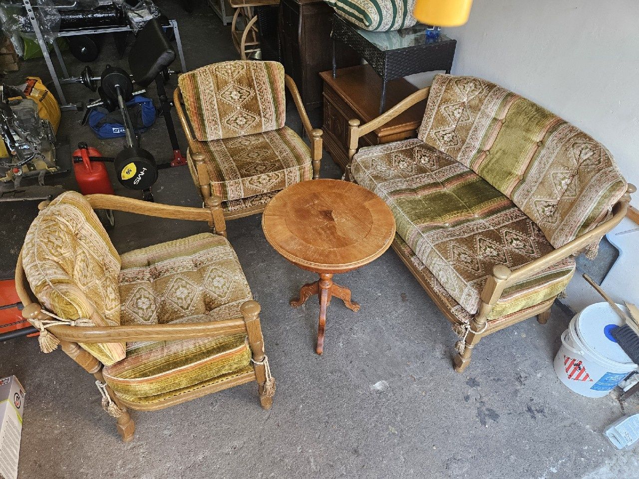 Zestaw mebli vintage lata 50, meble tapicerowane, 2 antyczne fotele +