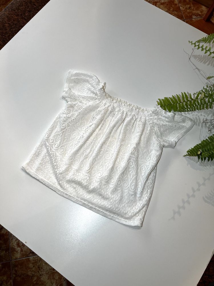 Bluzka, koronkowa, biała, H&M, rozmiar S 36