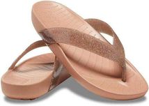 Crocs Splash Flip женские вьетнамки крокс коричневые с глиттером.
