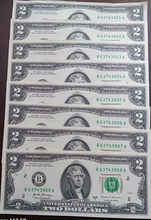 8 x 2 $ T. Jefferson men New Jork 2017 r seria "A"-po kolei mennicze