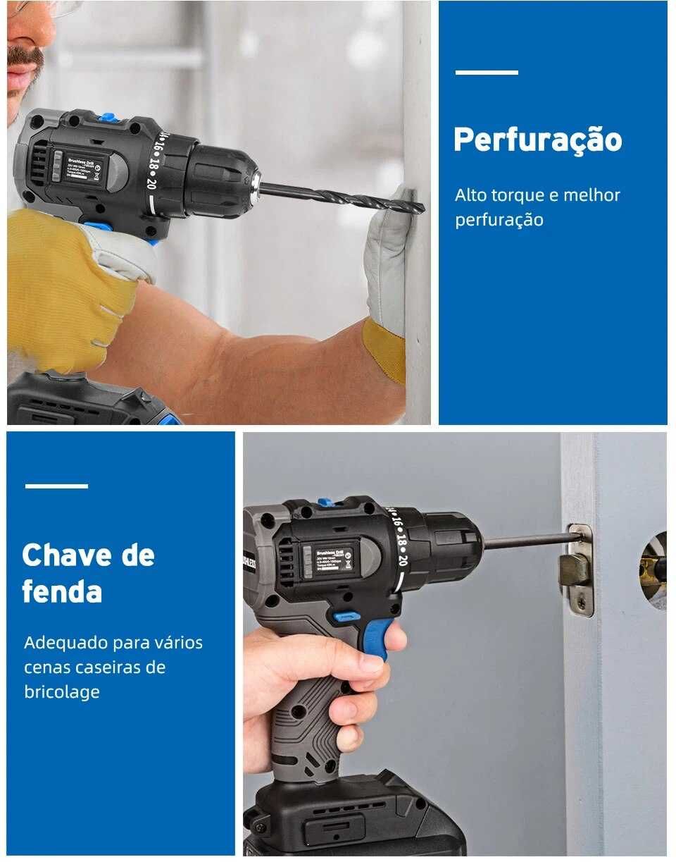 945d Potente Aparafusadora 20V prostormer  101 acessórios 1 bateria