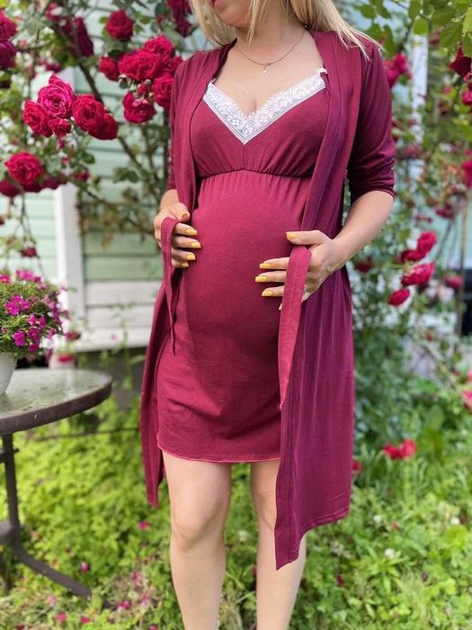 Халат та сорочка в пологовий для вагітних та годуючих 44-58