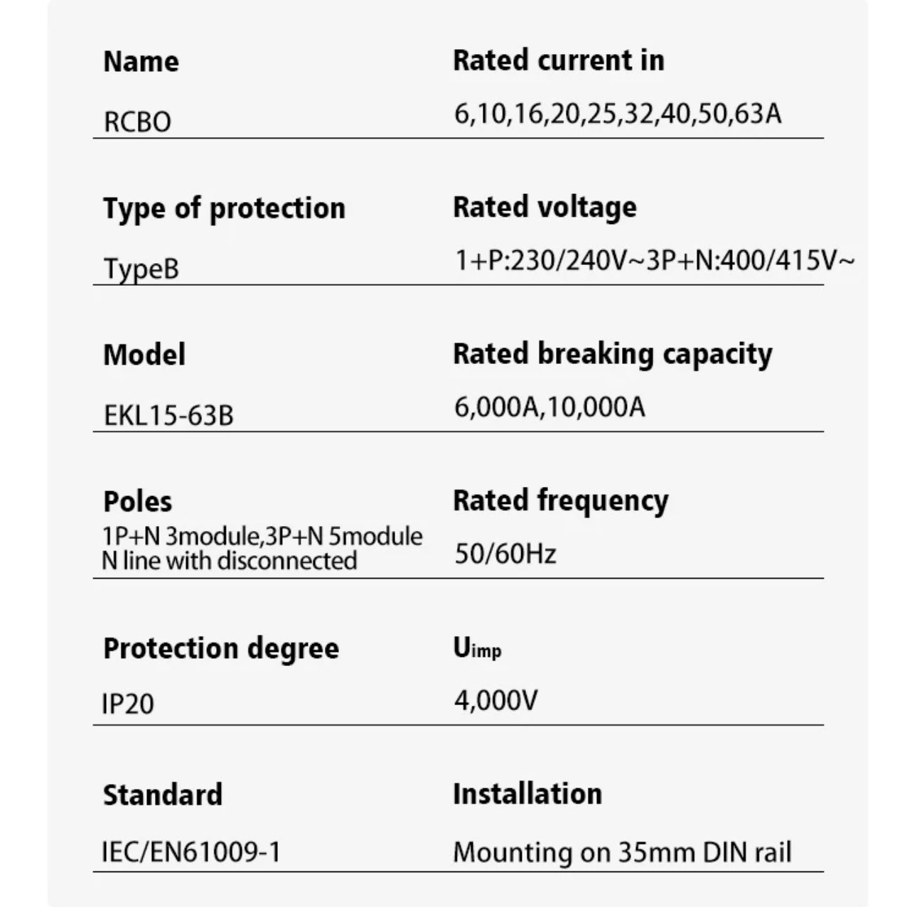 RCBO Diferencial e Disjuntor 2 em 1 - TIPOB - Monofasico - 40a -30 ma