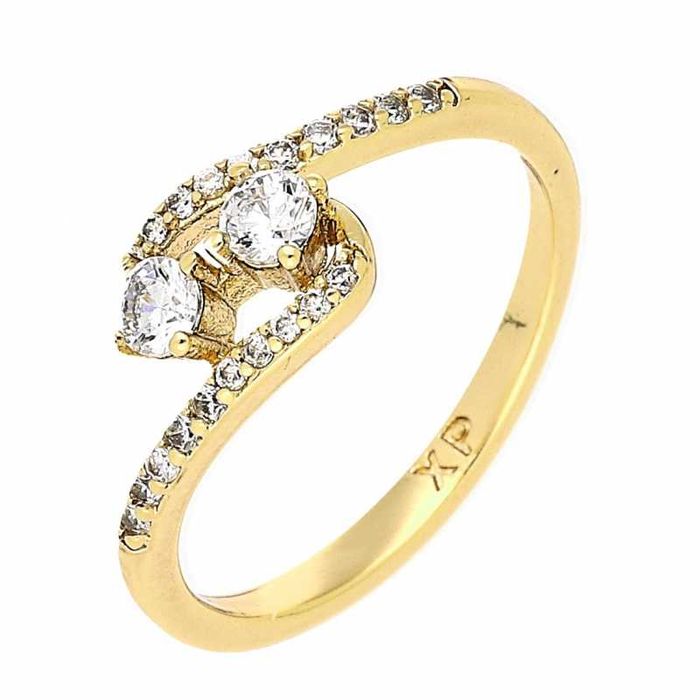 Pierścionek złoty z BRYLANCIKAMI stal chirurgiczna USA6 PL11 SM40