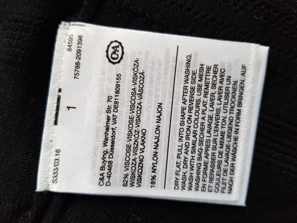 Sweterek czarny narzutka C&A nowy XS