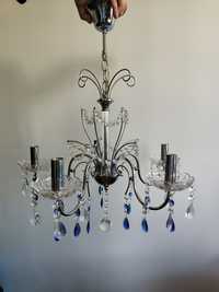 Piękny szklany żyrandol lampa kryształki