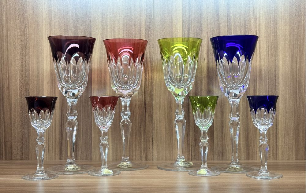 Винтажные хрустальные фужеры для вина и рюмки фирмы Knittel GDR Герман