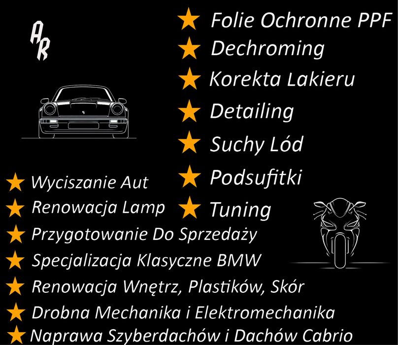 Szeroki zakres usług : detailing, folie PPF, tuning, drobna mechanika