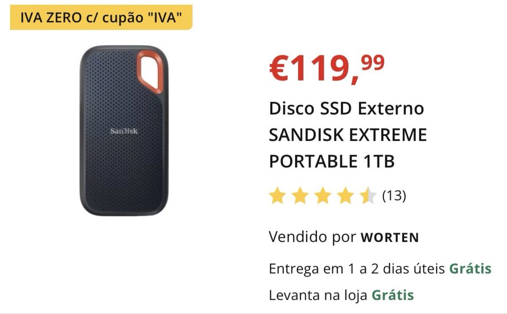 Ssd Sandisk 1TB / 500gb NOVO / externo