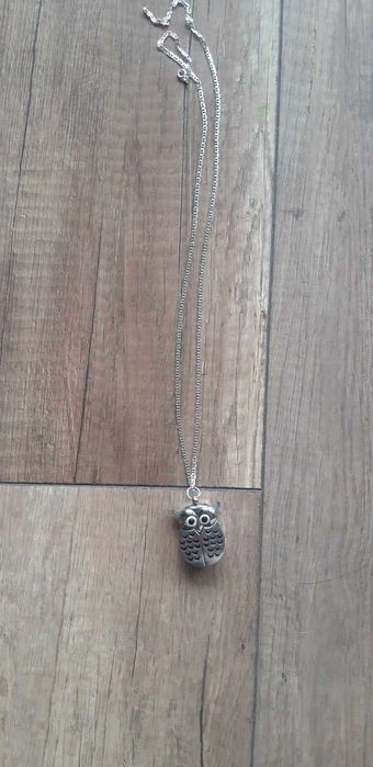 Srebrny komplet - łańcuszek + zegarek "sowa"