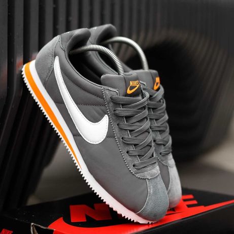 Чоловічі кросівки Nike Cortez (сіро-білі с оранжевим) демісезонні