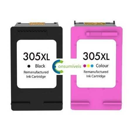 Pack Tinteiros Compatíveis HP 305XL Preto e Cores