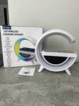 Настільна смарт лампа нічник RGB 4в1 бездротова зарядка 15W Bluetooth