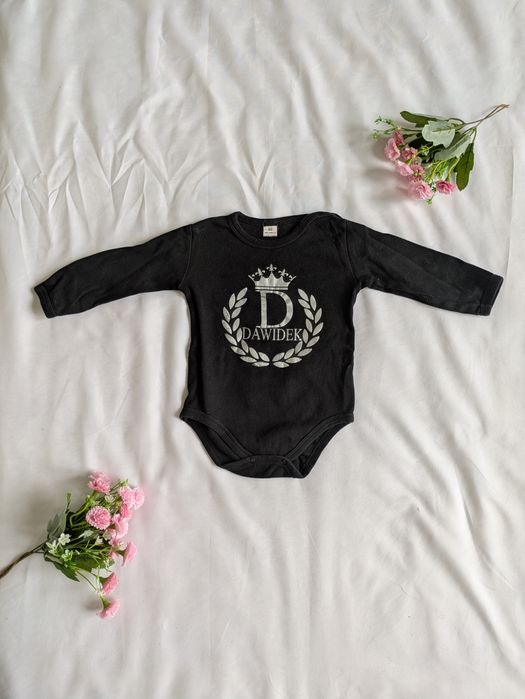 Czarne body długi rękaw fabryka bodziaków roczek dawidek