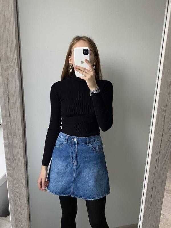 Джинсовая/котоновая/деним юбка мини от h&m