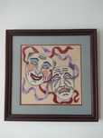 Gobelin. Tkany obraz w drewnianej ramie. 52x52 cm.