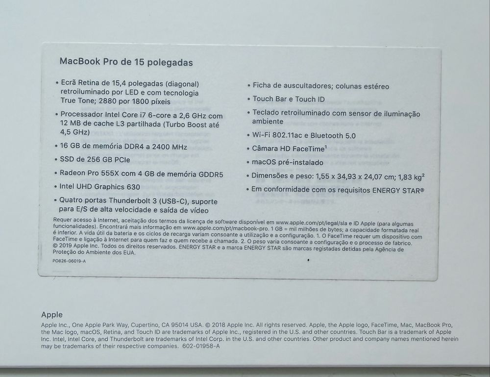 MacBook Pro 15” (2019)