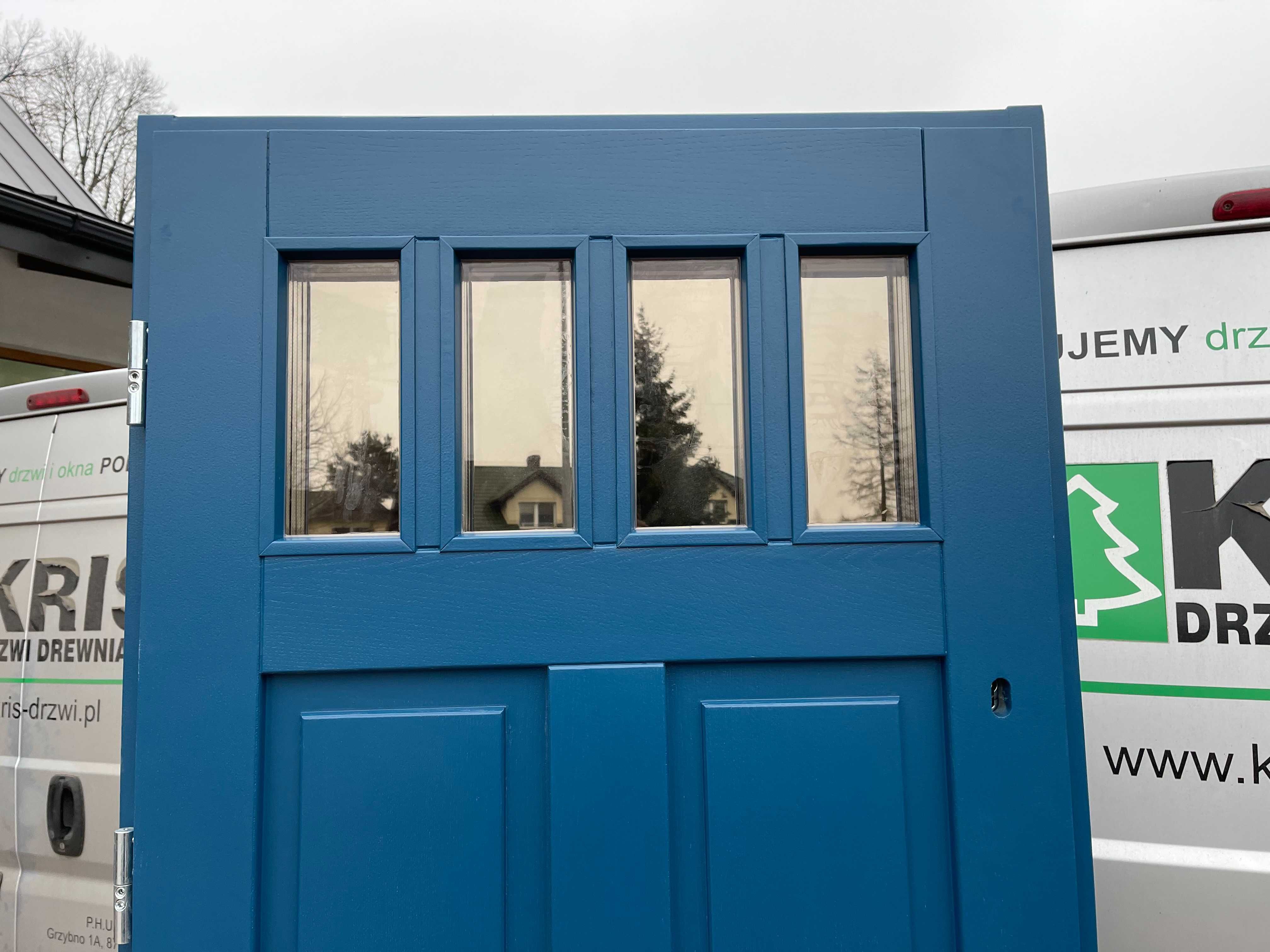 Drzwi zewnętrzne drewniane niebieskie 5001  CAŁY KRAJ