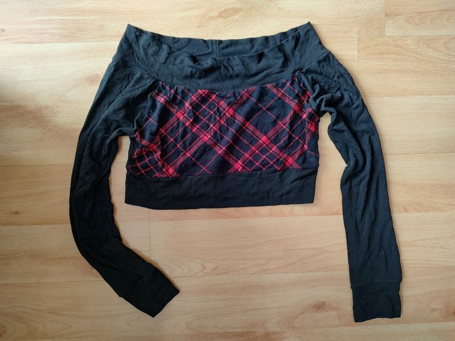bolerko | krótka bluzka | crop top | krata l kratka | czarno-czerwone