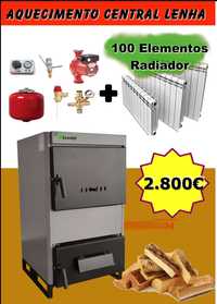 Kit Caldeira Lenha 35Kw + 100 Elementos Radiador