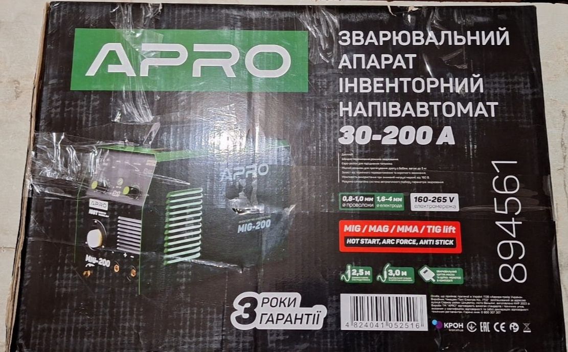 Сварочный инверторный полуавтомат APRO MIG-200