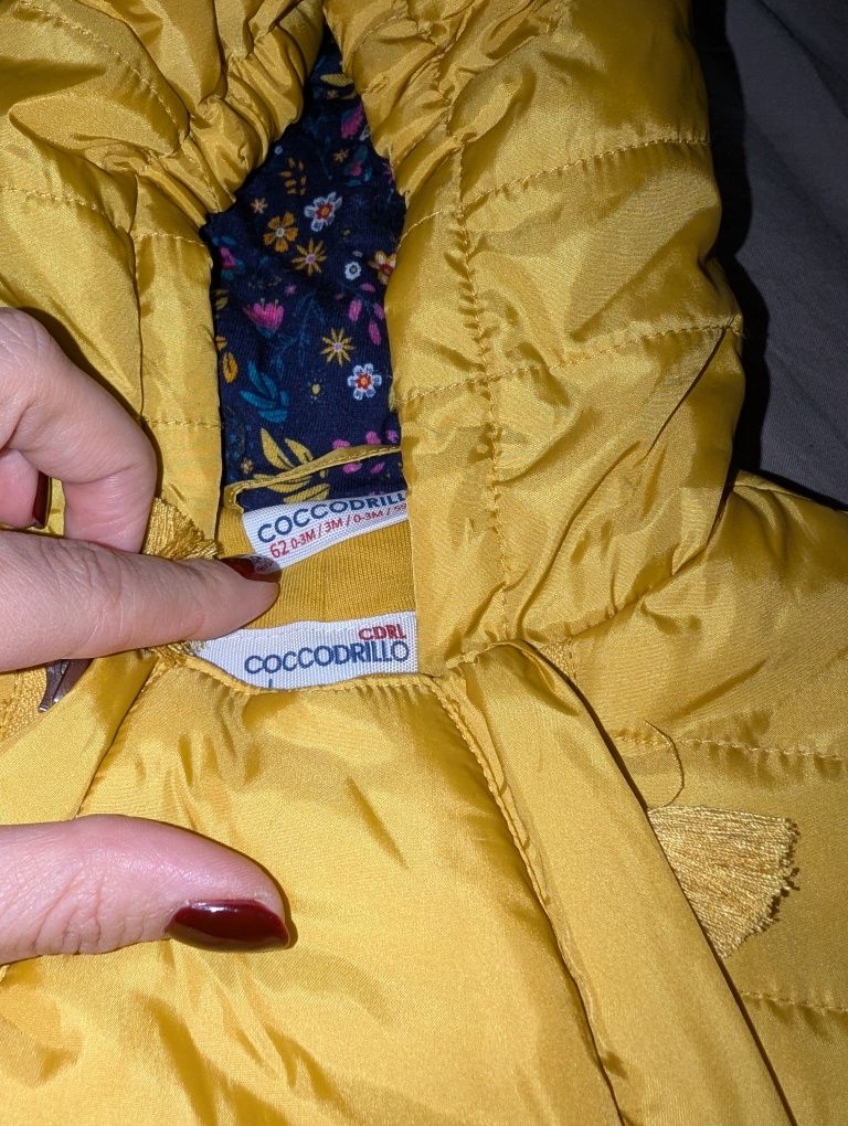 Kombinezon dziewczęcy Coccodrillo 62 (68) zimowy  0-3m żółty z uszkami