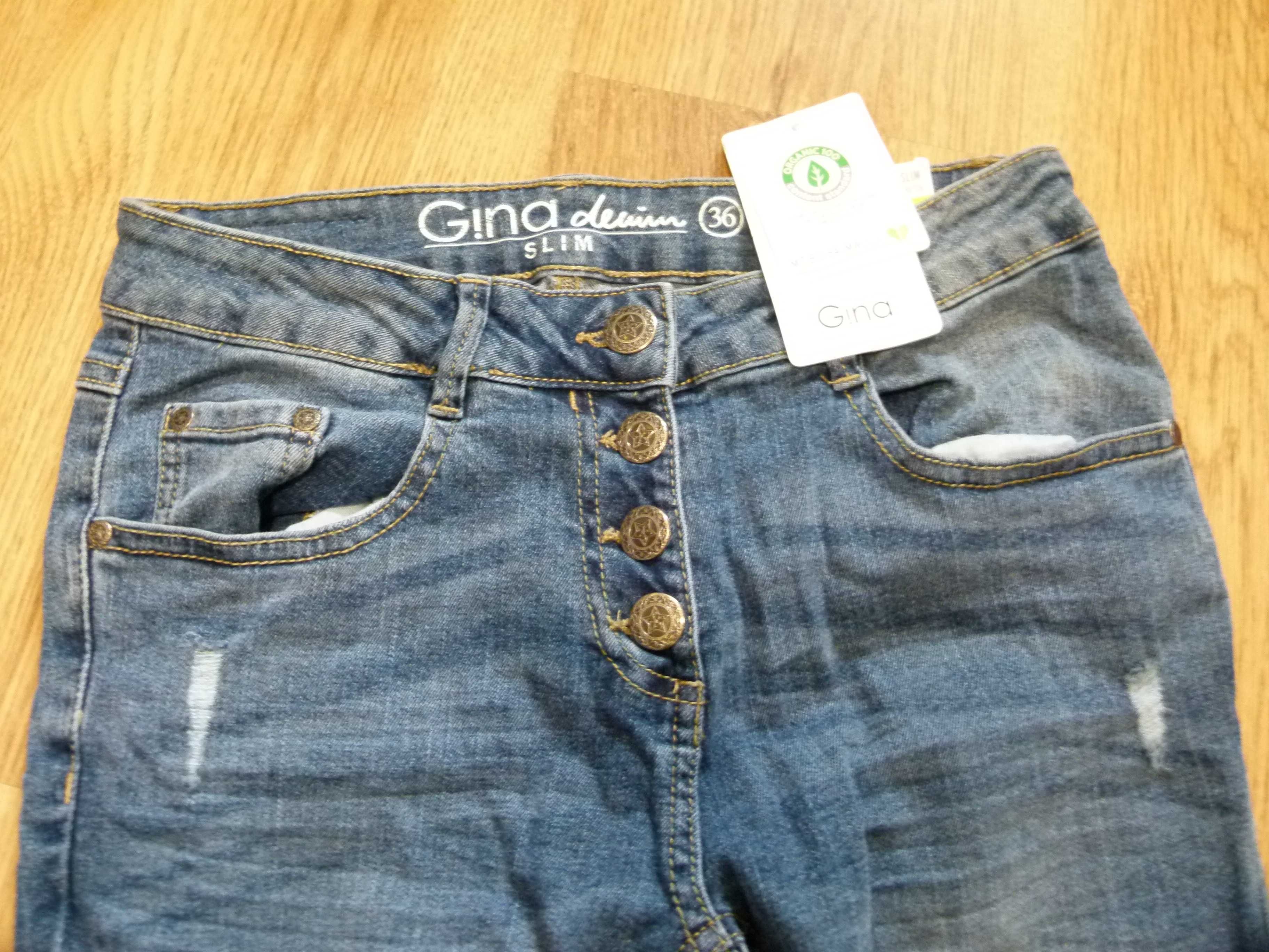 Nowe Gina spodnie jeans dziura na kolanie rozm 36 S