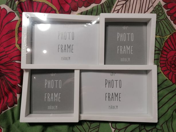 Biała ramka na cztery zdjęcia kolaż