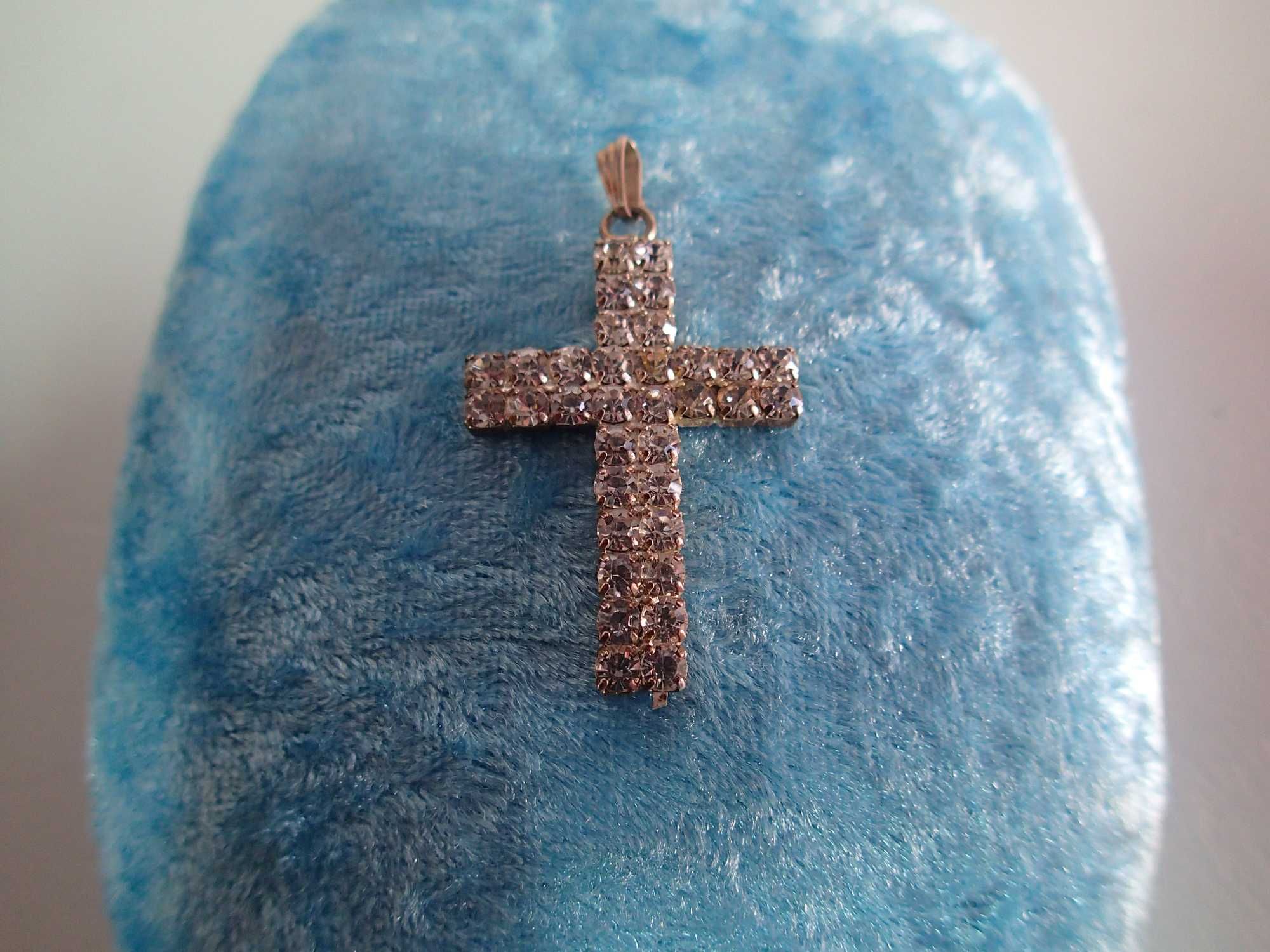 Crucifixo antigo em strass e metal