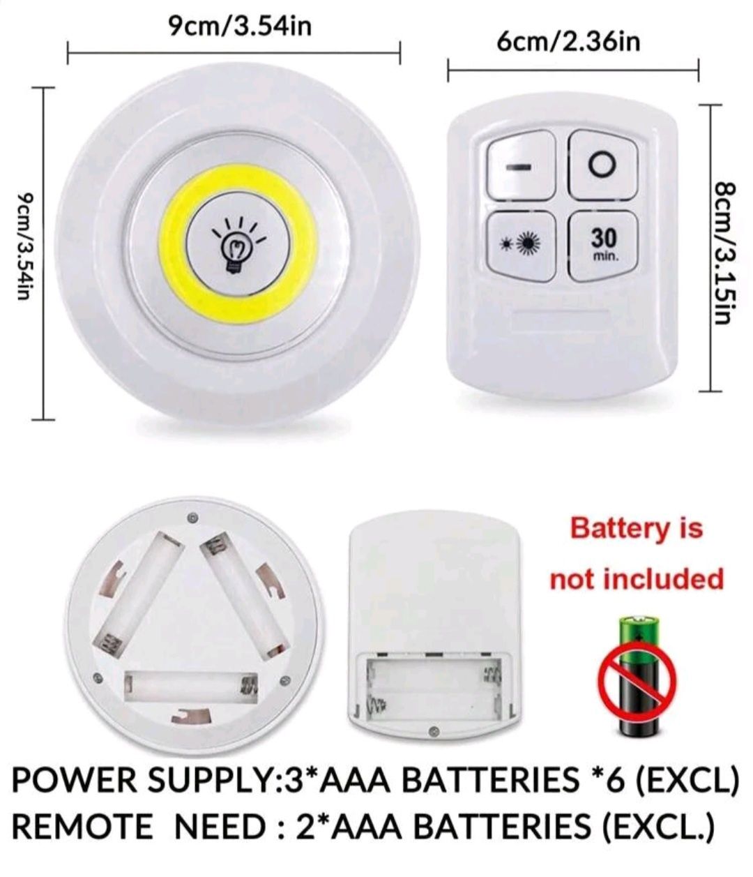 Conjunto de 3 luzes led com comando à distância